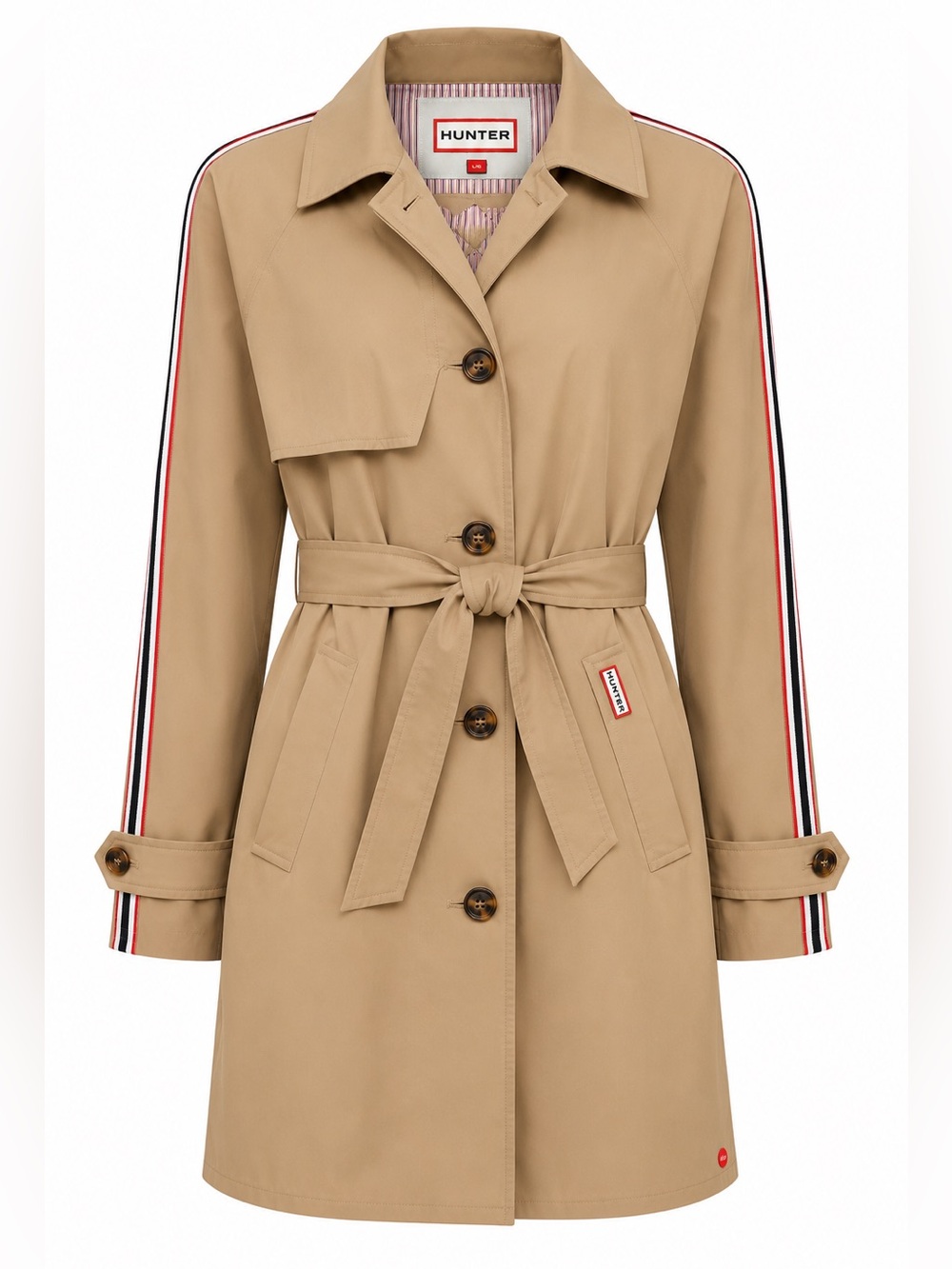 Hunter Sophia British Tan Belted Trench Coat NWT Large